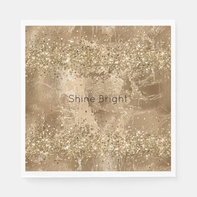 Guardanapo De Papel Glitter Glitter Dourado Sparkles (Frente)