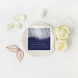 Guardanapo De Papel Glitter Prata WhiteMarinho Azul Branco Obrigado No