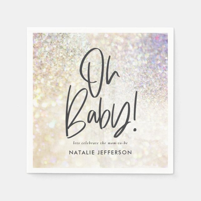 Guardanapo De Papel Glitter sparkle no chá de fraldas (Frente)