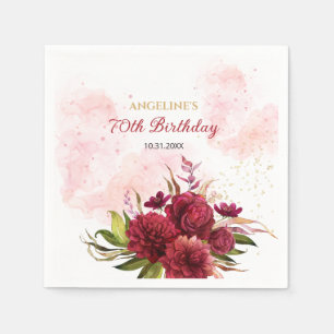 Guardanapo De Papel Glitter Splash Burgundy Dahlia Rosa Birthday