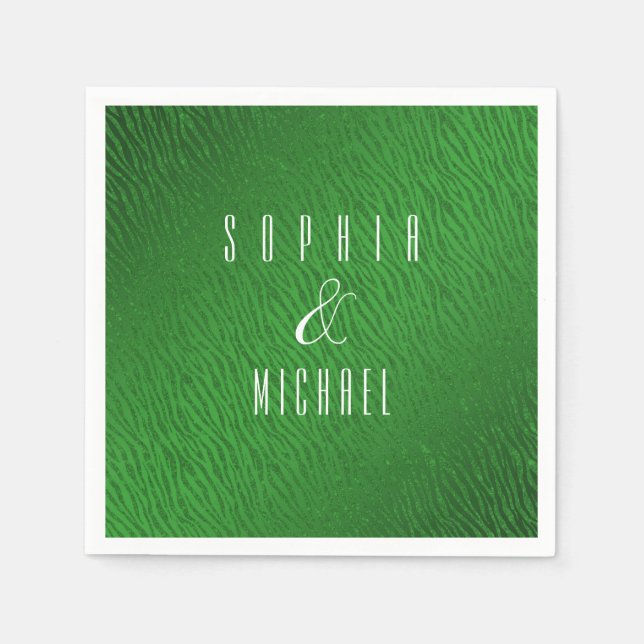 Guardanapo De Papel Glitter Verde de Impressão Personalizada em Animai (Frente)