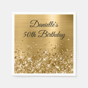 Guardanapo De Papel Glittery Gold Foil 50th Birthday