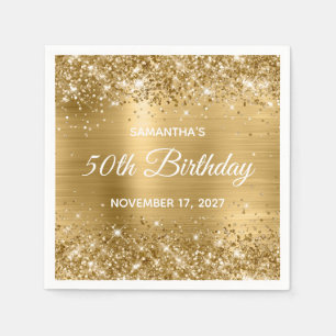 Guardanapo De Papel Glittery Gold Foil Glam 50º Aniversário