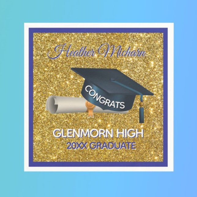 Guardanapo De Papel Glitz! Fun, Custom Graduation Paper Napkin (Criador carregado)