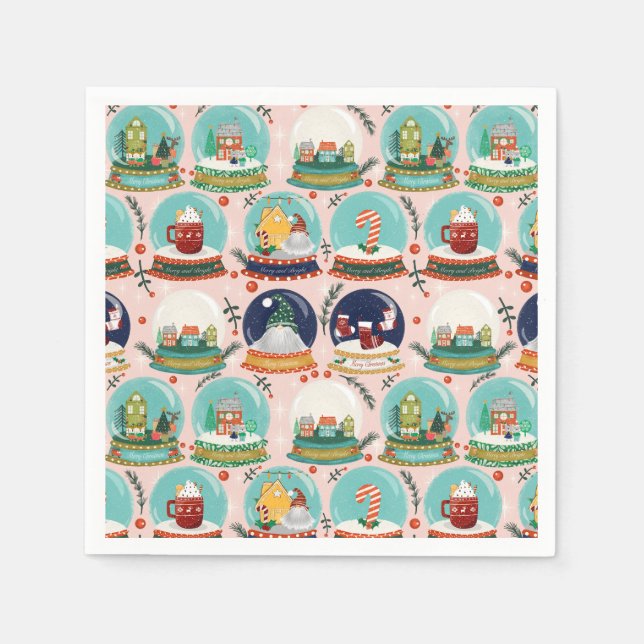 Guardanapo De Papel Globo de neve natalícia//Gnome//Gingercake House// (Frente)