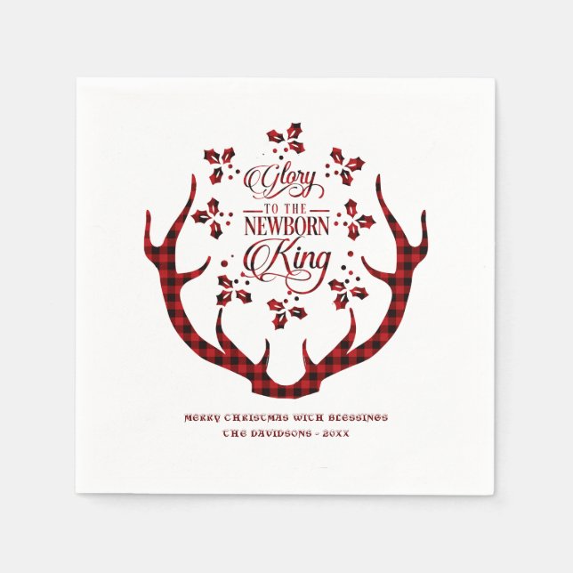 Guardanapo De Papel Glória Ao Novo Rei Red Buffalo Natal (Frente)