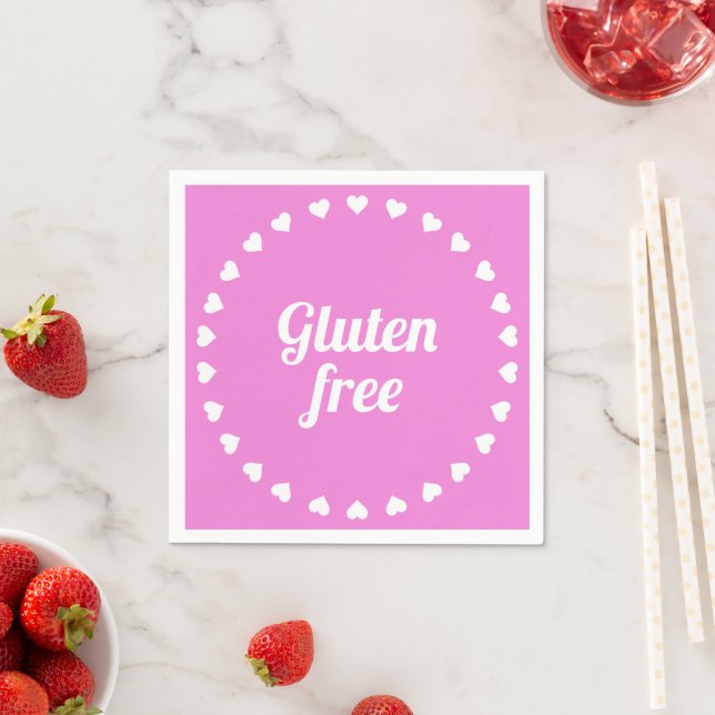 Guardanapo De Papel Gluten Free Celiac Coeliac Partido Rosa (Insitu)