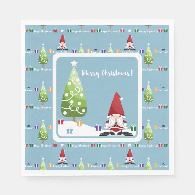 Guardanapo De Papel Gnome de Natal para Prato de Papel (Frente)