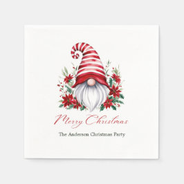 Guardanapo De Papel Gnome de Natal Personalizado Poinsettia Feriado