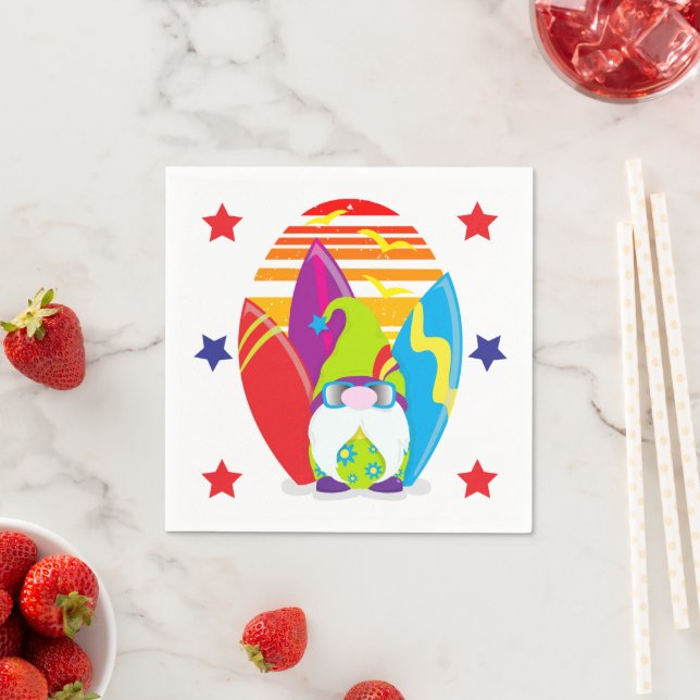 Guardanapo De Papel Gnomo do Surfing do Partido da Praia (Insitu)