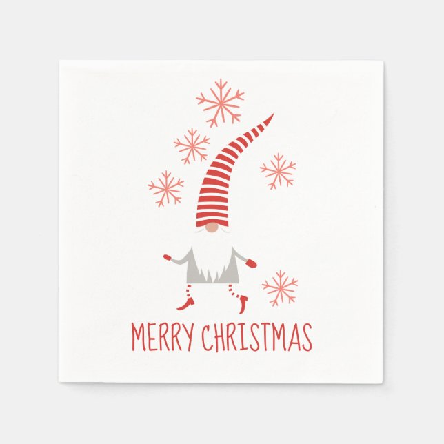 Guardanapo De Papel Gnomo Felry Christmas E Snowflakes (Frente)