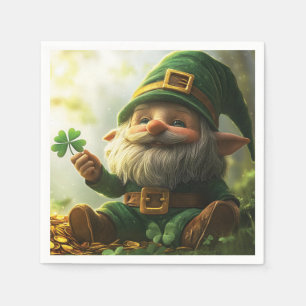 Guardanapo De Papel Gnomo giro-bonito com shamrocks e trevas