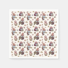 Guardanapo De Papel Gnomos Assando Cupcakes Donuts Tendente Adorável