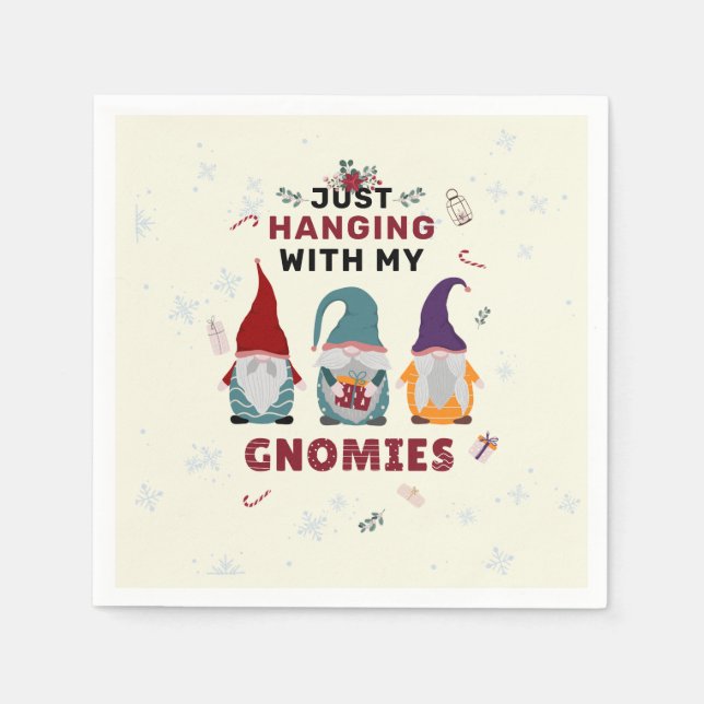 Guardanapo De Papel Gnomos da Família Gnomo de Natal (Frente)