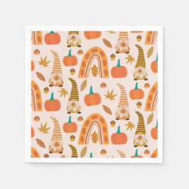 Guardanapo De Papel Gnomos do Dia de Ação de Graças com Abóboras e Fol