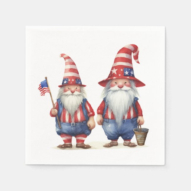 Guardanapo De Papel Gnomos Patrióticos Americanos (Frente)