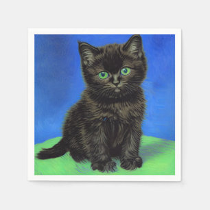 Guardanapo De Papel Gogh Style Black Kitten