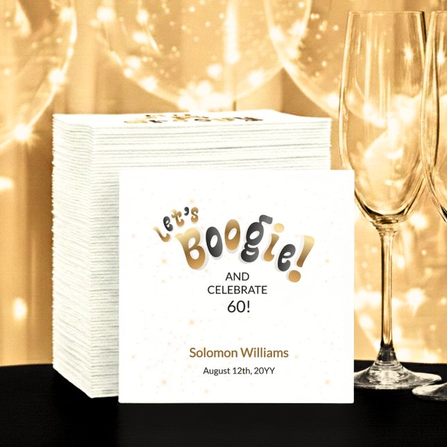 Guardanapo De Papel Gold Sparkle Let's Boogie 60th Birthday (Criador carregado)