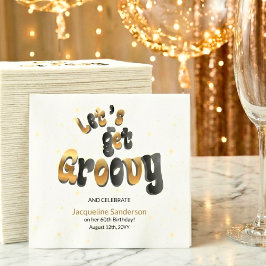 Guardanapo De Papel Gold Sparkle Retro Let's Get Groovy 60th Birthday