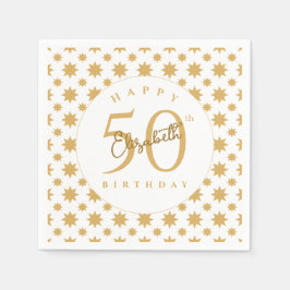 Guardanapo De Papel Gold Stars 50th Birthday Custom Name 