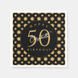Guardanapo De Papel Gold Stars 50th Birthday Custom Name 
