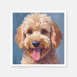 Guardanapo De Papel Golden Doodle | Pintura em Aquarela de Cachorro Pe