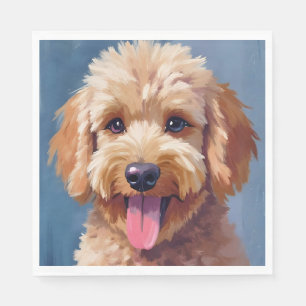 Guardanapo De Papel Golden Doodle   Pintura em Aquarela de Cachorro Pe