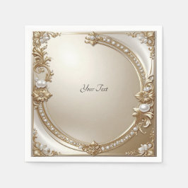Guardanapo De Papel Golden Ornate Frame with Pearls