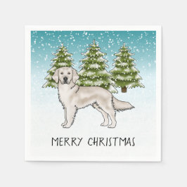 Guardanapo De Papel Golden Retriever Creme Azul Natal Inverno