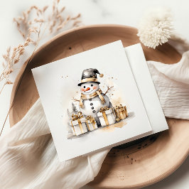 Guardanapo De Papel Golden Snowman: Add Elegance to Your Holiday Deco