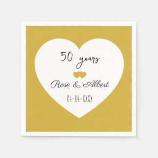 Guardanapo De Papel Golden Wedding, 50 Years of Marriage, Custom 