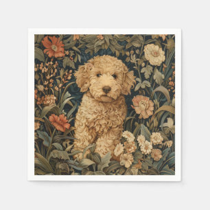 Guardanapo De Papel Goldendoodle Puppy no Jardim do Estilo William Mor