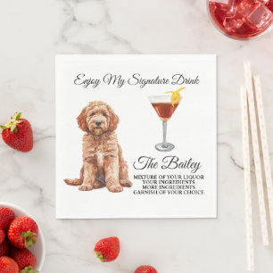 Guardanapo De Papel Goldendoodle Weding Signature Beber Napkins