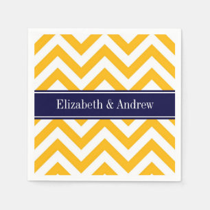 Guardanapo De Papel Goldenrod White LG Chevron Marinho Blue Name Monog
