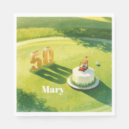 Guardanapo De Papel Golf 50th Birthday for golfer with cake and number