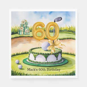 Guardanapo De Papel Golf 60th Birthday Cake para o Golfer Party com no