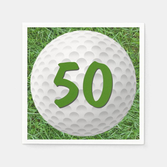 Guardanapo De Papel Golf Ball 50th Birthday Napkins (Frente)