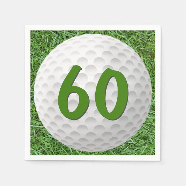 Guardanapo De Papel Golf Ball 60th Birthday Napkins (Frente)