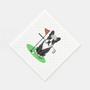 Guardanapo De Papel Golf Boston Terrier (preto) - Cachorro Bonito