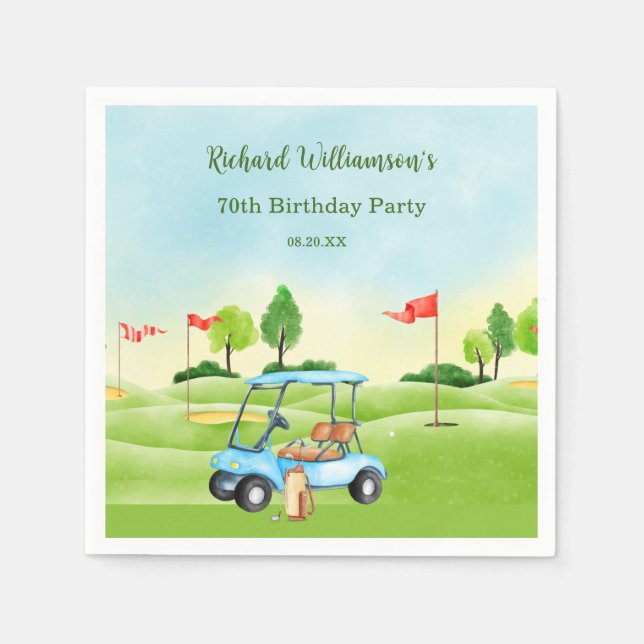 Guardanapo De Papel Golf Cart Scenic Custom 70th Birthday (Frente)