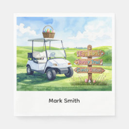 Guardanapo De Papel Golf easter holiday with golf cart and easter eggs