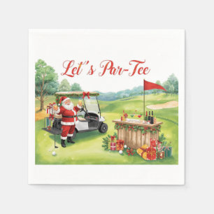 Guardanapo De Papel Golf Natal com Papai Noel jogando golfe