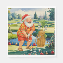 Guardanapo De Papel Golf Papai Noel joga golfe no Natal