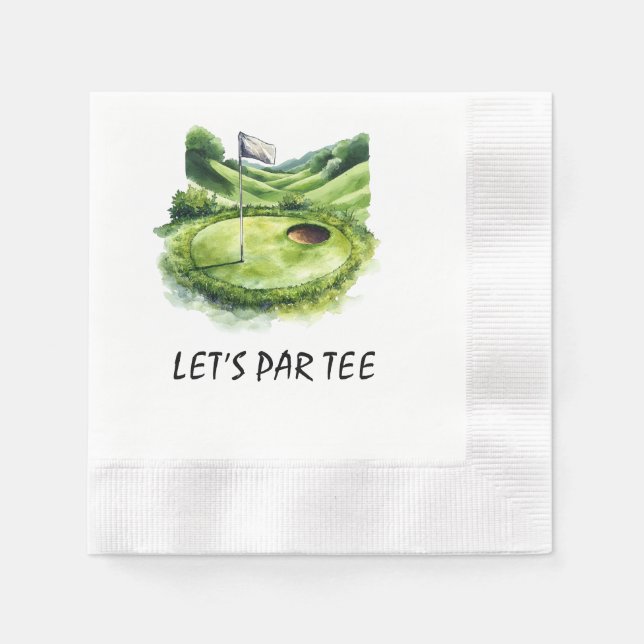 Guardanapo De Papel Golf Vamos Par tee com bandeira de golfe em guarda (Frente)