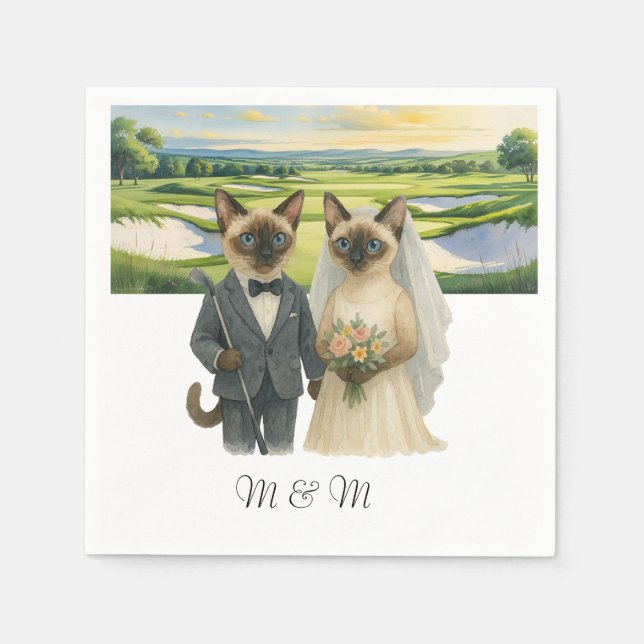 Guardanapo De Papel Golf Wedding themed for Cat Lovers (Frente)