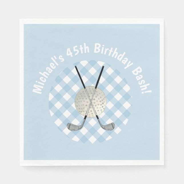 Guardanapo De Papel Golf Xadrez Blue White Preppy Country Club (Frente)