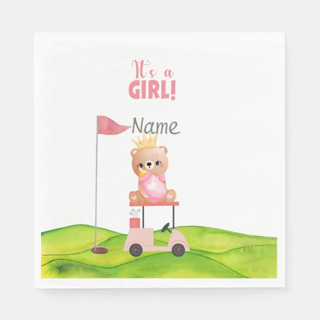 Guardanapo De Papel Golfe, é a garota do Golfer Chá de fraldas Golfer (Frente)