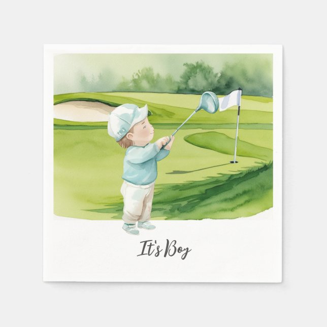 Guardanapo De Papel Golfe É Menino para Churrasco de Bebê  (Frente)