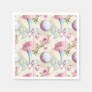 Guardanapo De Papel Golfe em rosa temático com flores para o Dia das M
