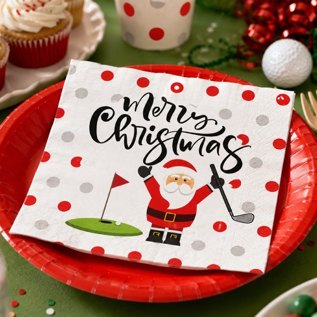Guardanapo De Papel Golfe Feliz Natal com Papai Noel (Criador carregado)
